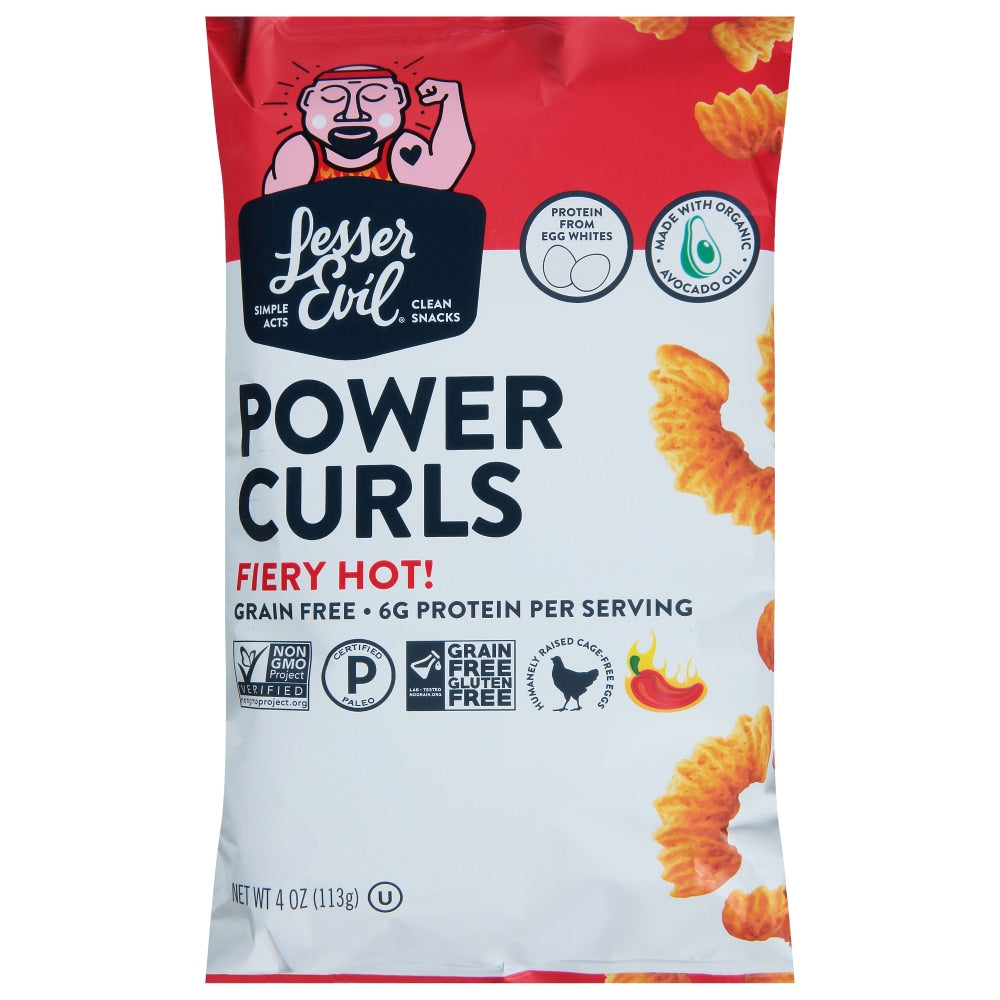 LesserEvil Power Curls Fiery Hot 113g bag