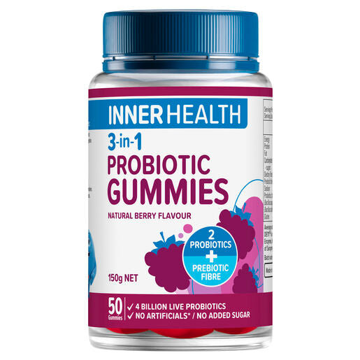 Inner Health Adults 3-in-1 Probiotic Gummies Berry 50 Gummies