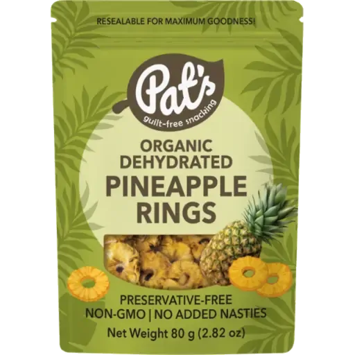 Pat's Organic Dried Pineapple Rings 80g pack
