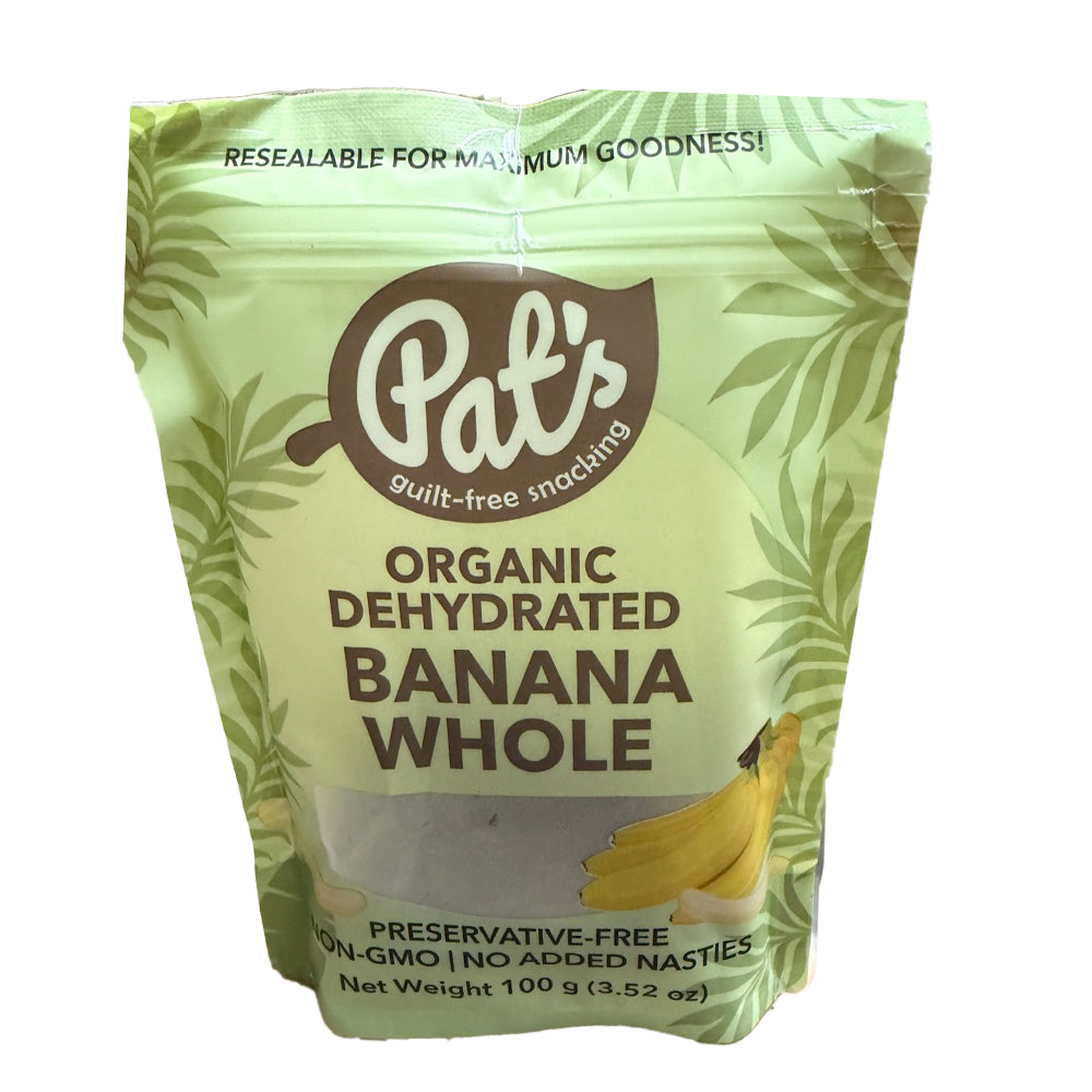 Pat's Organic Dried Banana Whole 100g