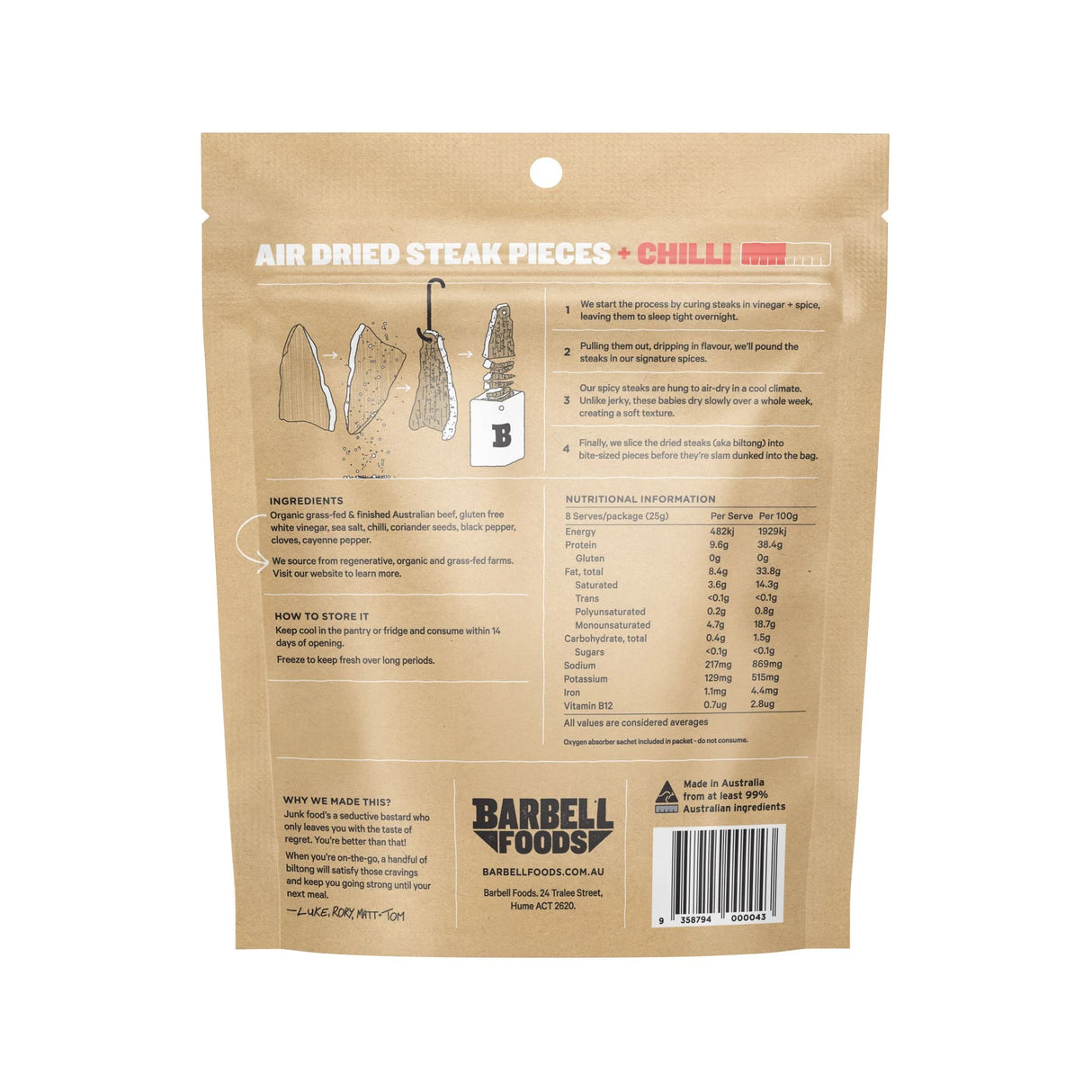 Barbell Biltong Chilli 200g