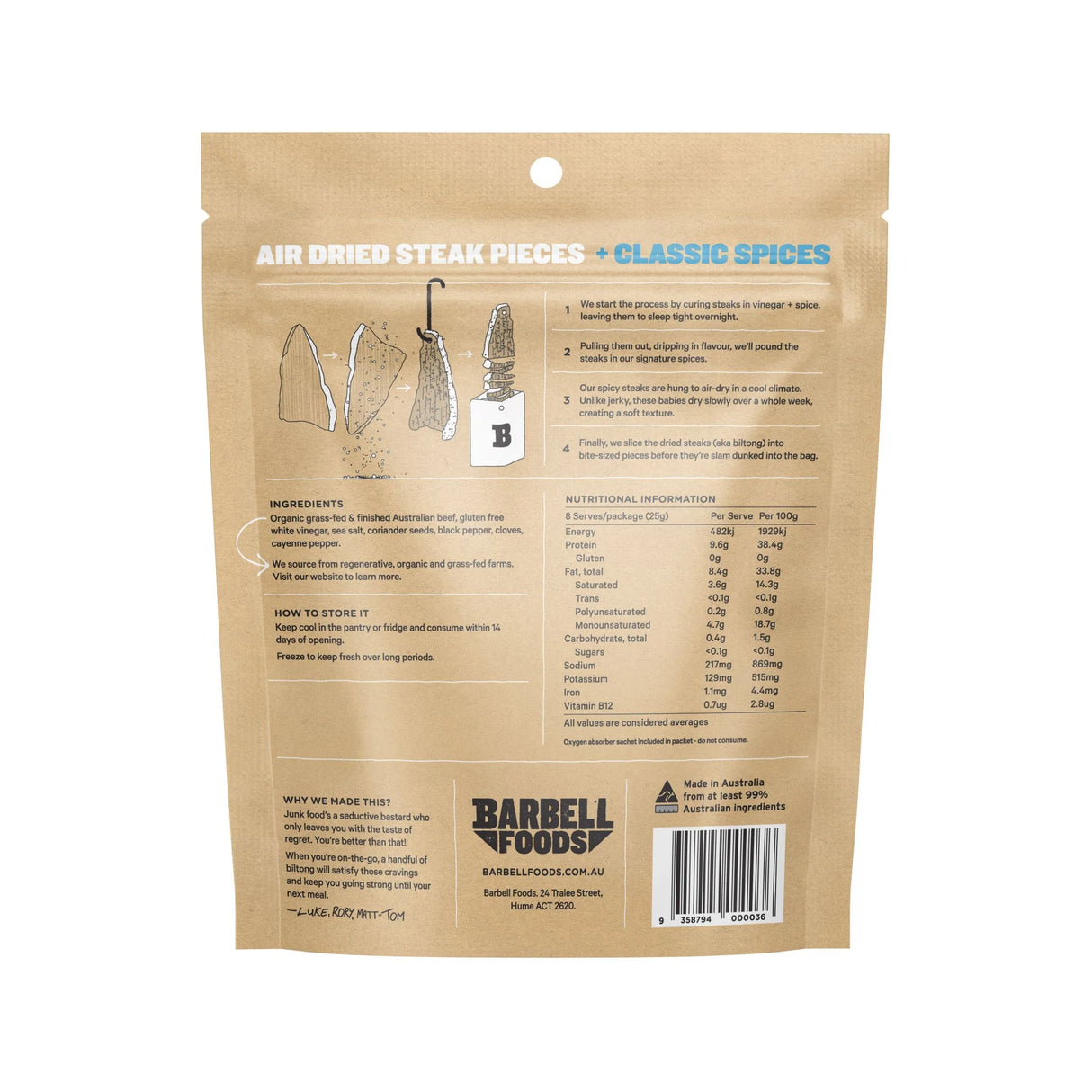 Barbell Biltong Classic 200g