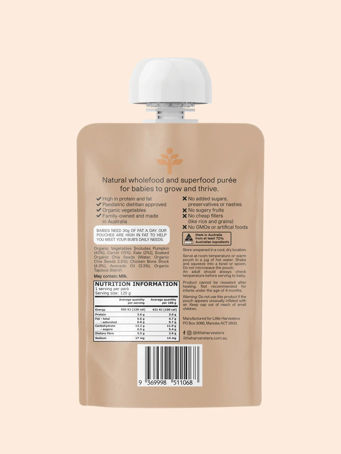 Little Harvesters Pumpkin, Carrot, Kale 120G