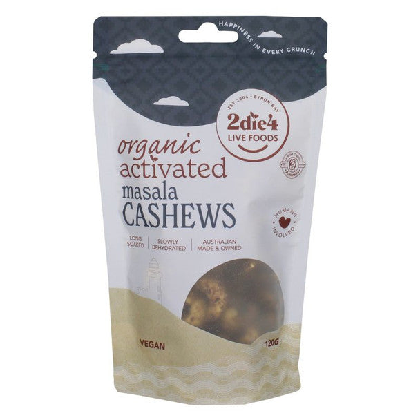 2die4 Live Foods Activated Masala Cashews 120g