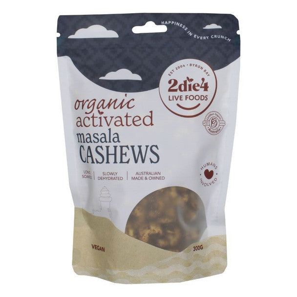 2die4 Live Foods Activated Masala Cashews 600g