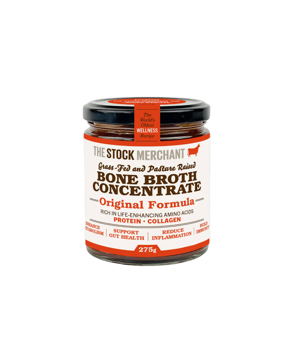 Jar of Bone Broth Concentrate from The Stock Merchant on a white background