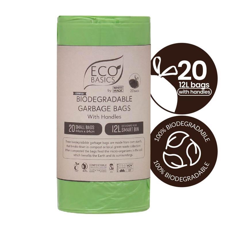 White Magic Eco Basics Biodegradable Garbage Bags Small 20pk 44x64cm 12L