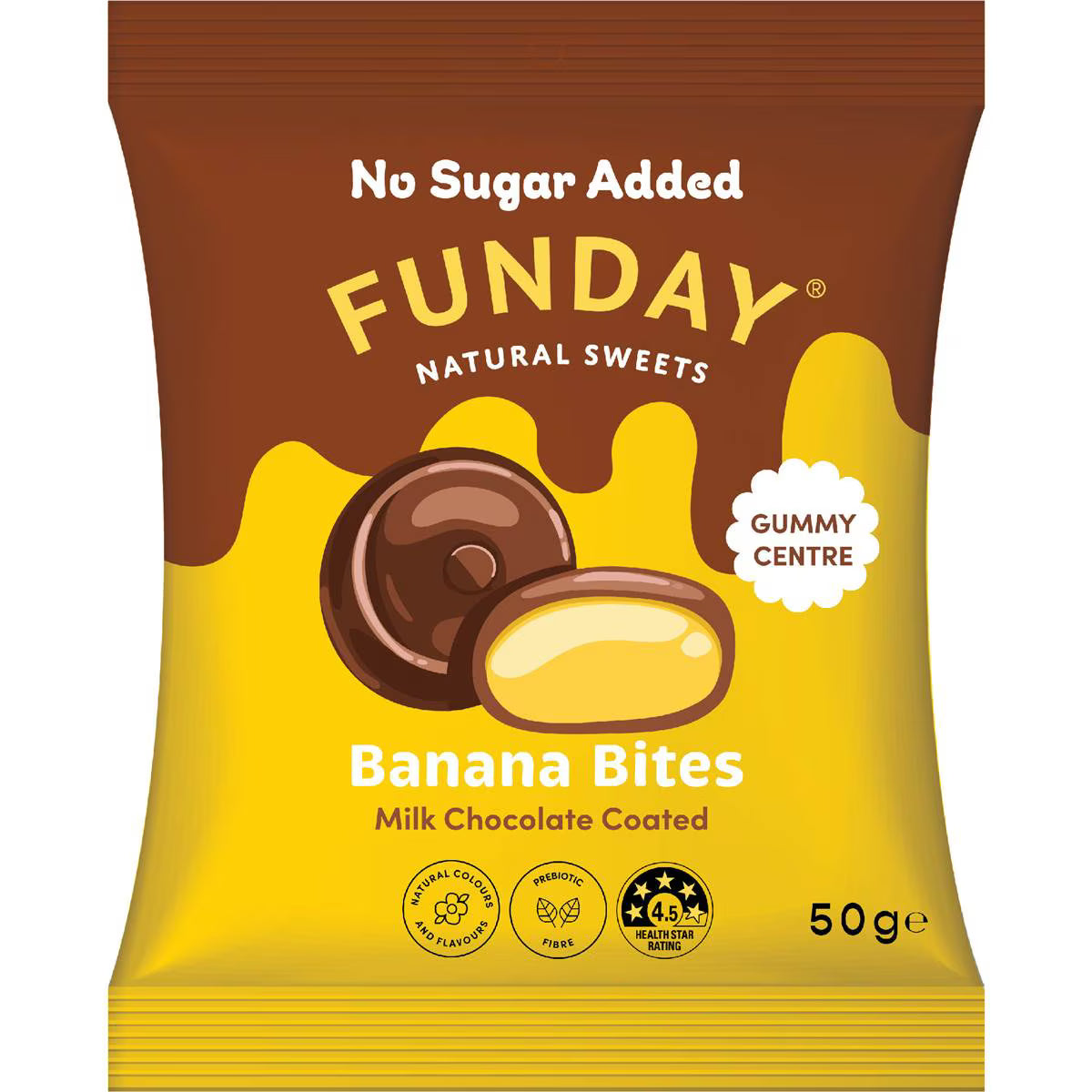 Funday Banana Milk Chocolate Bites 50g