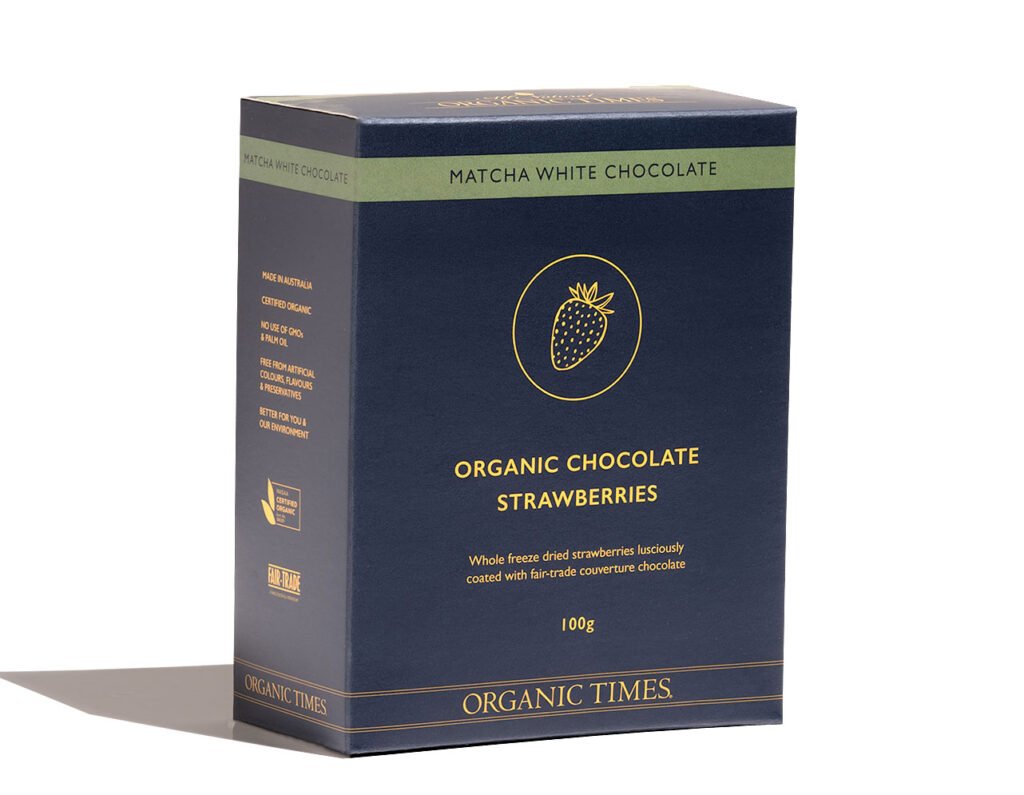 Organic Times Matcha White Chocolate Strawberries 100g