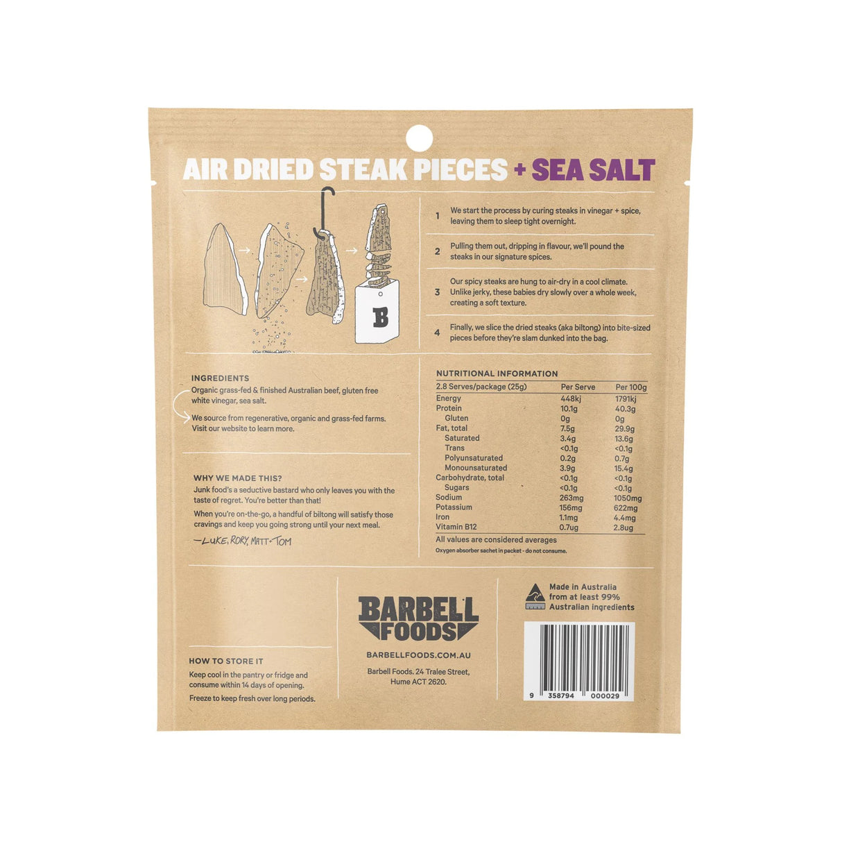 Barbell Biltong Sea Salt 70g