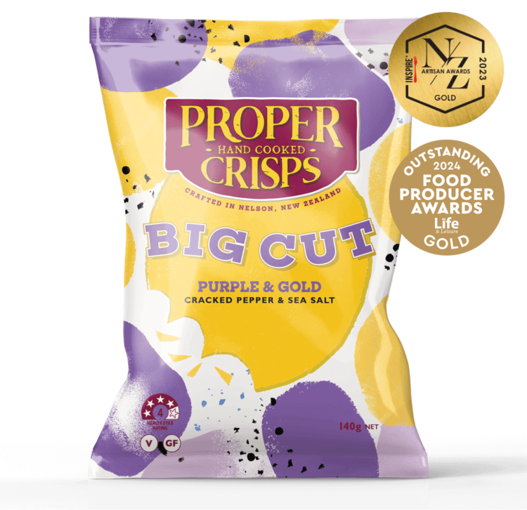 Proper Crisps Big Cut Purple & Gold Cracked Pepper & Sea Salt 140g
