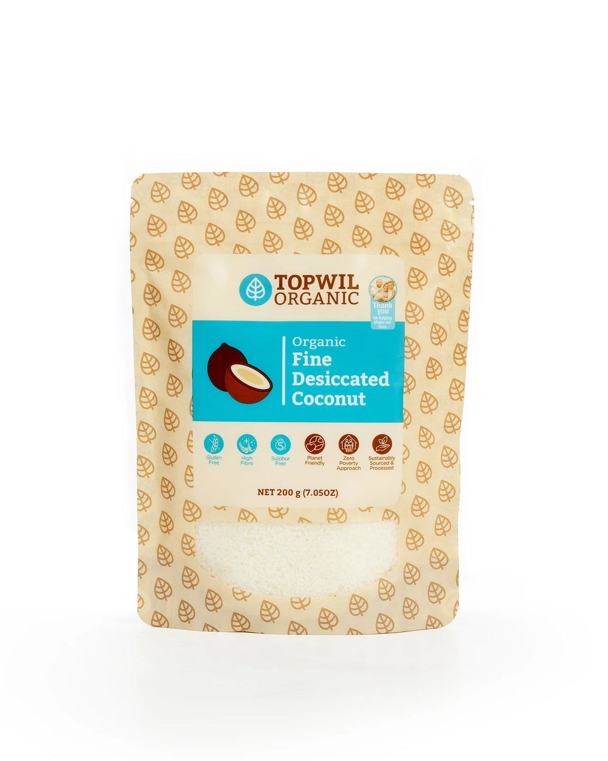 Topwil Organic Desiccated Coconut Fine 200g
