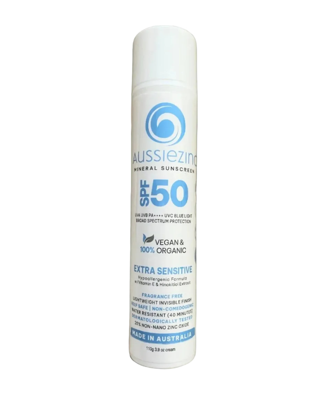 AussieZinc Extra Sensitive SPF50 Organic Mineral Zinc Sunscreen 100g