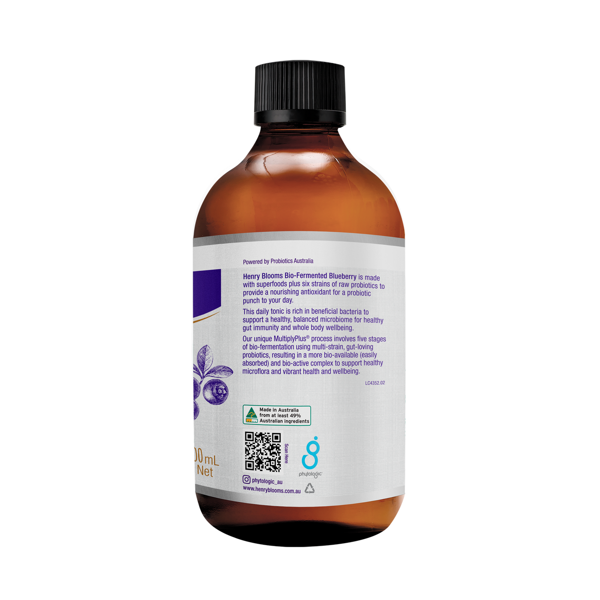 Henry Blooms Bio-Fermented Blueberry with Papaya, Acai, Goji and Maqui 500 ml