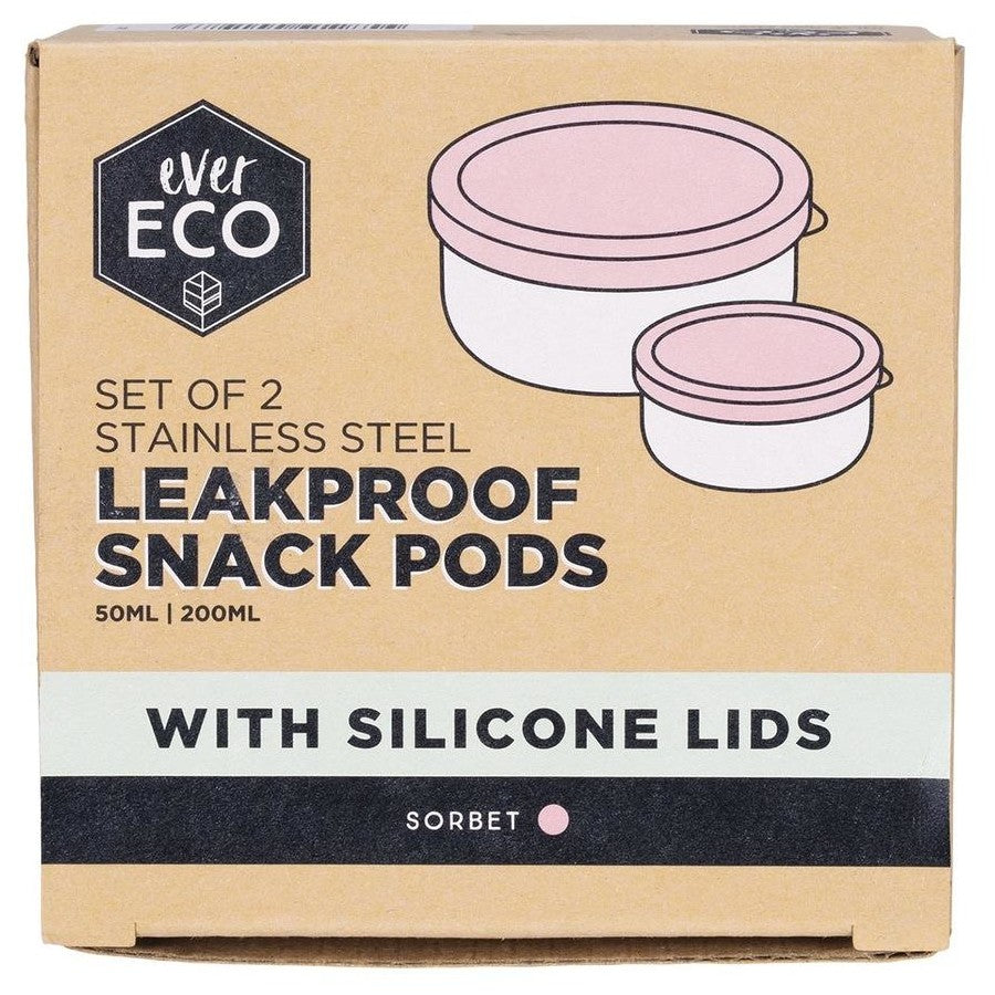 Ever Eco Stainless Steel Leakproof Snack Pods Sorbet 2 Pk
