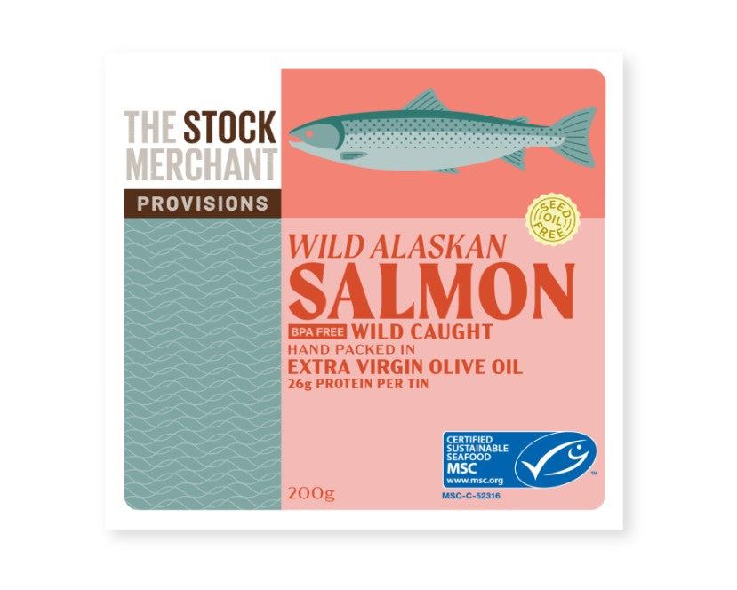 The Stock Merchant Wild Alaskan Salmon in Extra Virgin Olive Oil 200g