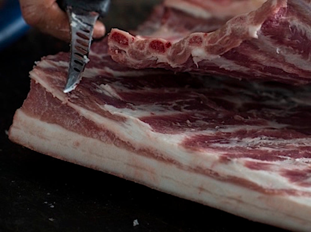 Feather and Bone pastured pork belly, boned