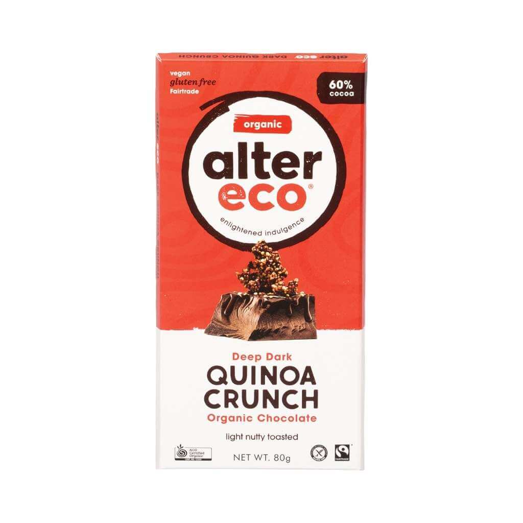Alter Eco Chocolate Deep Dark Quinoa Crunch 60% 80g