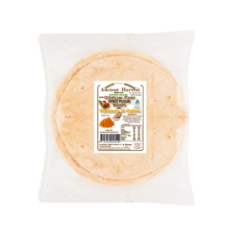 Ancient Harvest Spelt & Chick Pea with Turmeric Wraps 220g