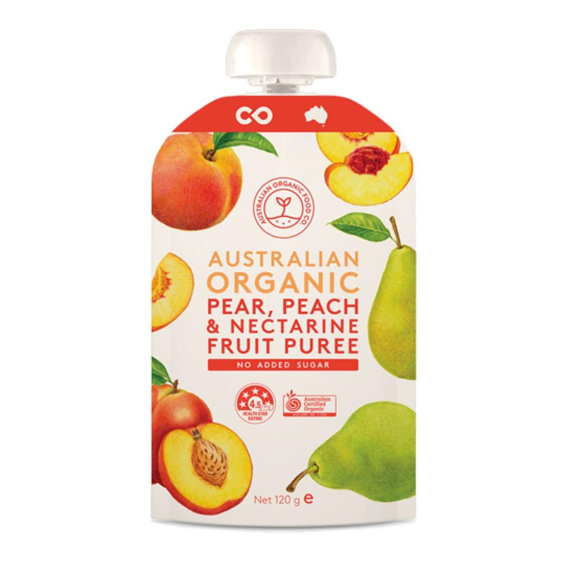 Australian Organic Food Co Pear, Peach & Nectarine Fruit Puree 120g