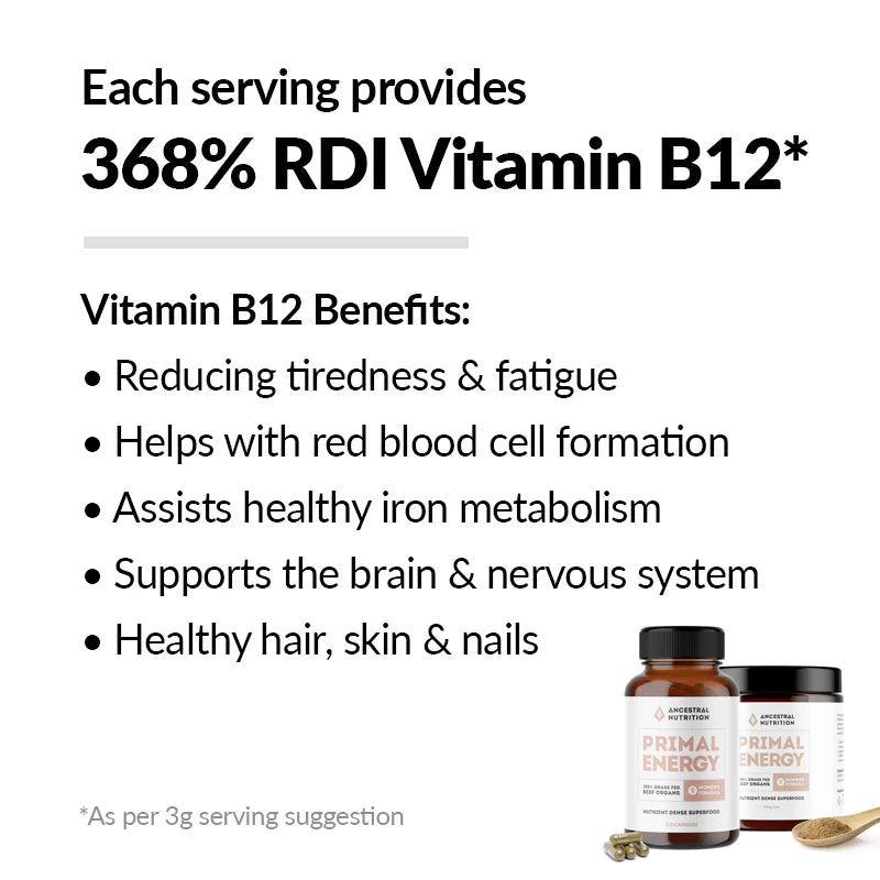 Ancestral Nutrition Primal Energy Women - Grass Fed Beef Organs 120c