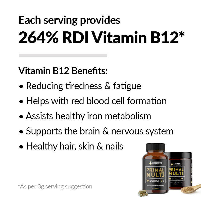 Ancestral Nutrition Primal Multi - Grass Fed Beef Organs 120c