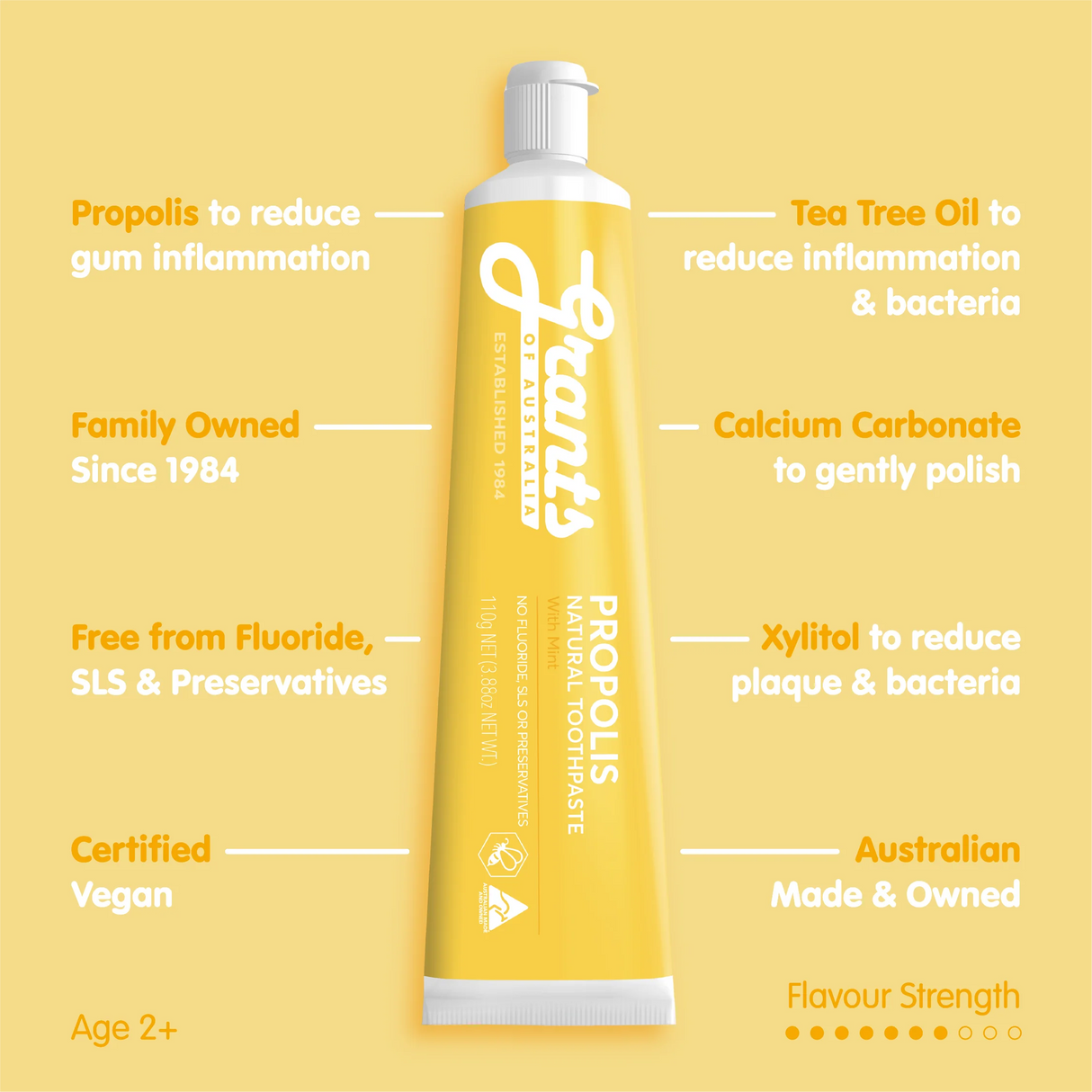 Grants of Australia Propolis Natural Toothpaste Fluoride Free 110g