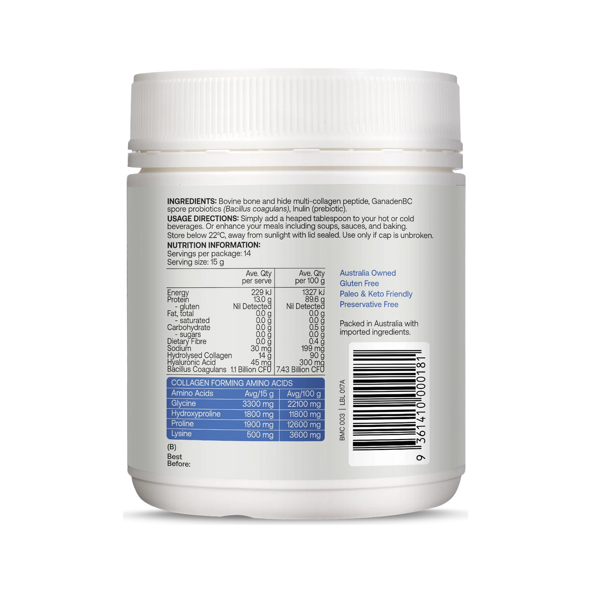 Best of the Bone Multi-Collagen Peptides Probiotic 210g