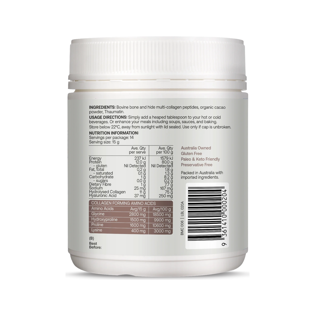 Best of the Bone Multi-Collagen Protein with Dark Cacao 210g