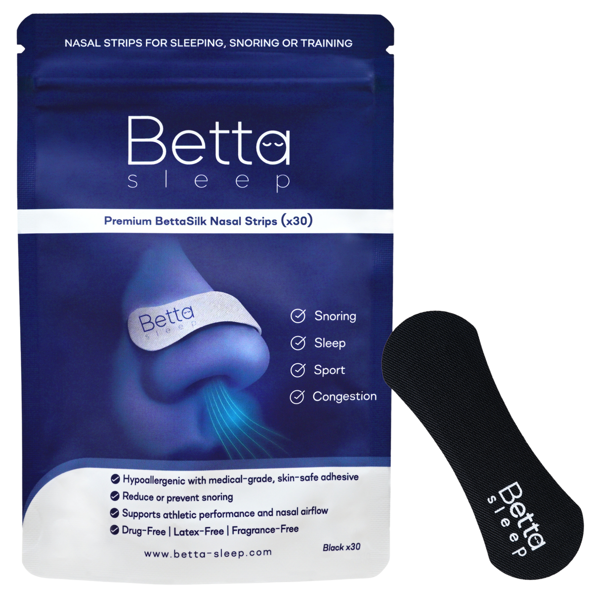 Betta Sleep BettaSilk Nasal Strips 30 Pack