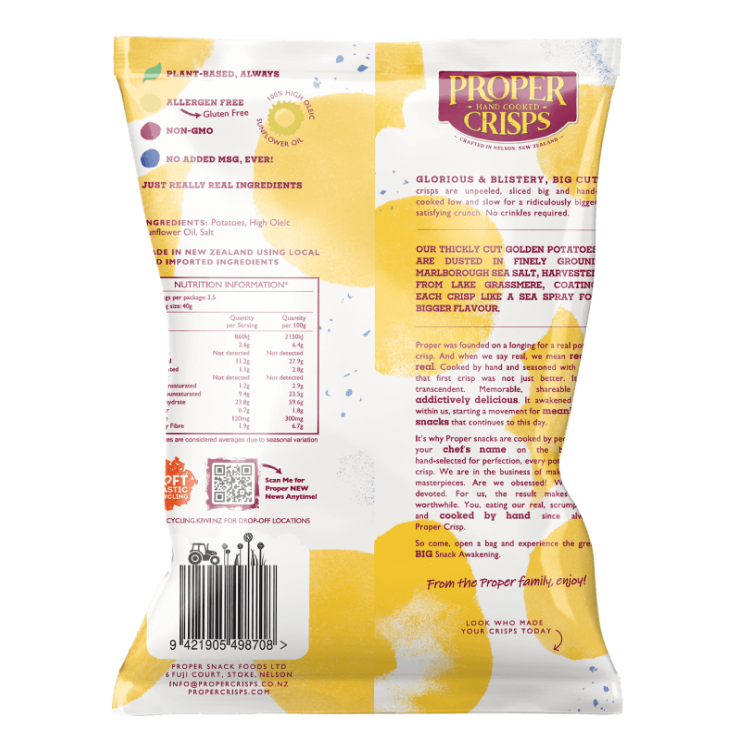 Proper Crisps Big Cut Marlborough Sea Salt 140g