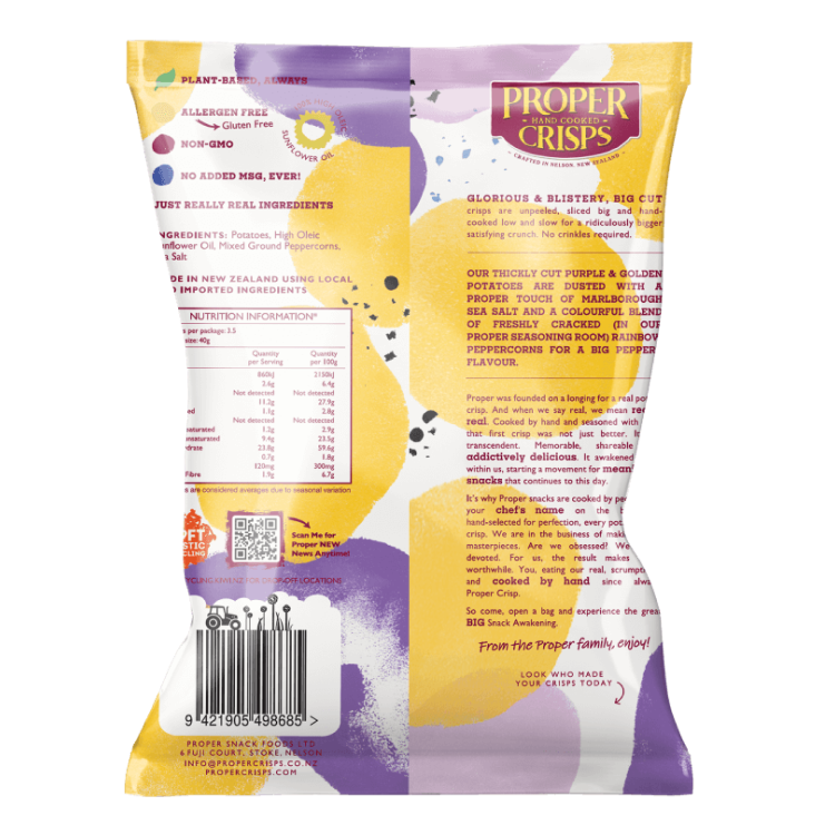 Proper Crisps Big Cut Purple & Gold Cracked Pepper & Sea Salt 140g