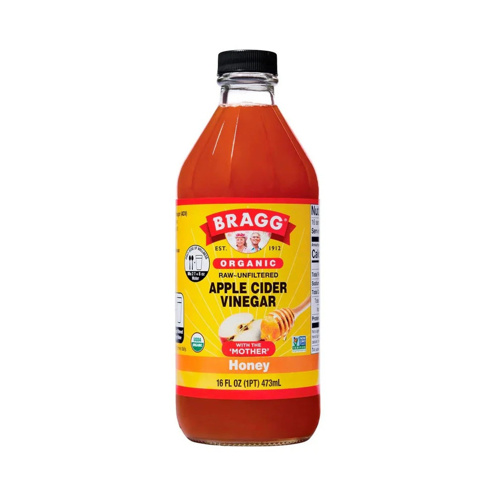 Bragg Apple Cider Vinegar & Honey Unfiltered & ContaiThe Mother 473ml