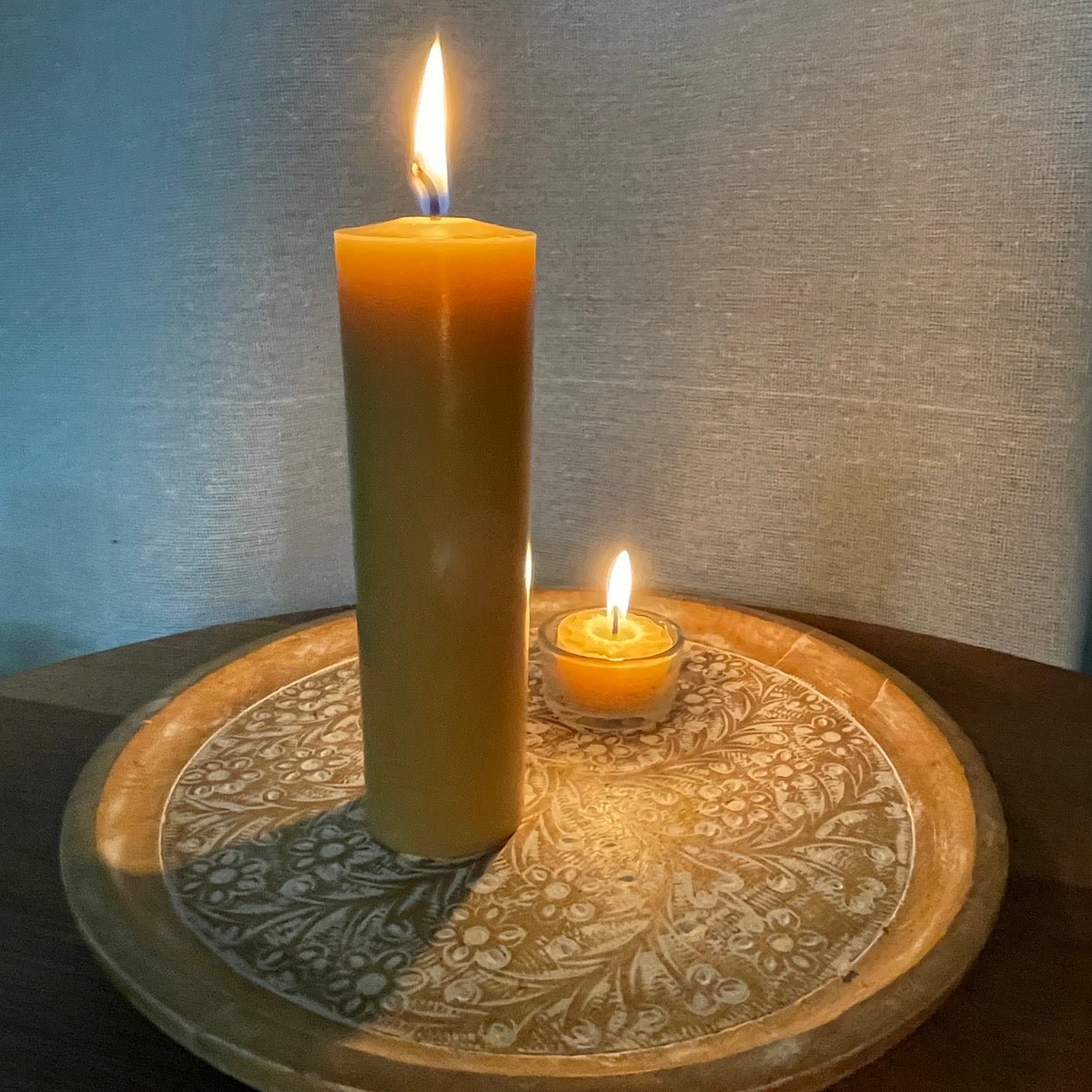 Happy Flame Byron Bay Light Beeswax Pillar Candle 50 Hours