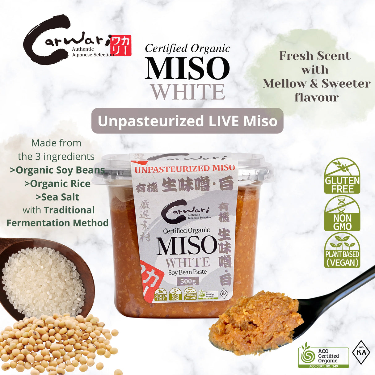 Carwari Organic Miso Paste White 500g