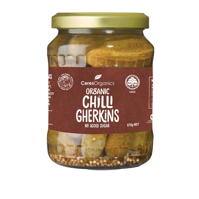 Ceres Organics Gherkin Spicy Chilli Whole, No Added Sugar 670g