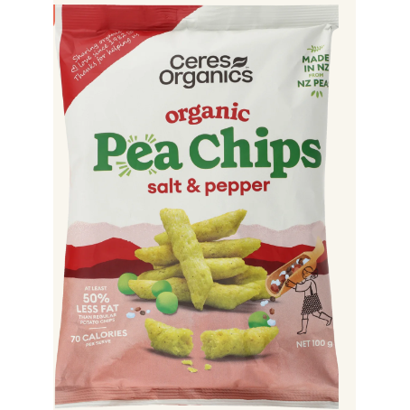 Ceres Organics Pea Chips Salt Pepper 100g