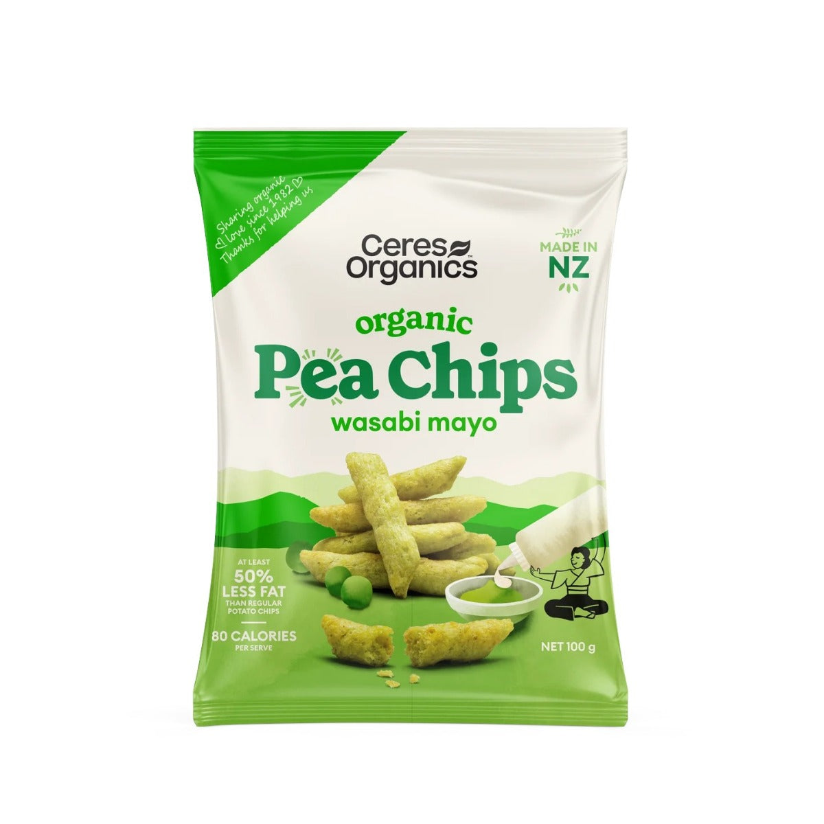 Ceres Organics Pea Chips, Wasabi Mayo - 100g