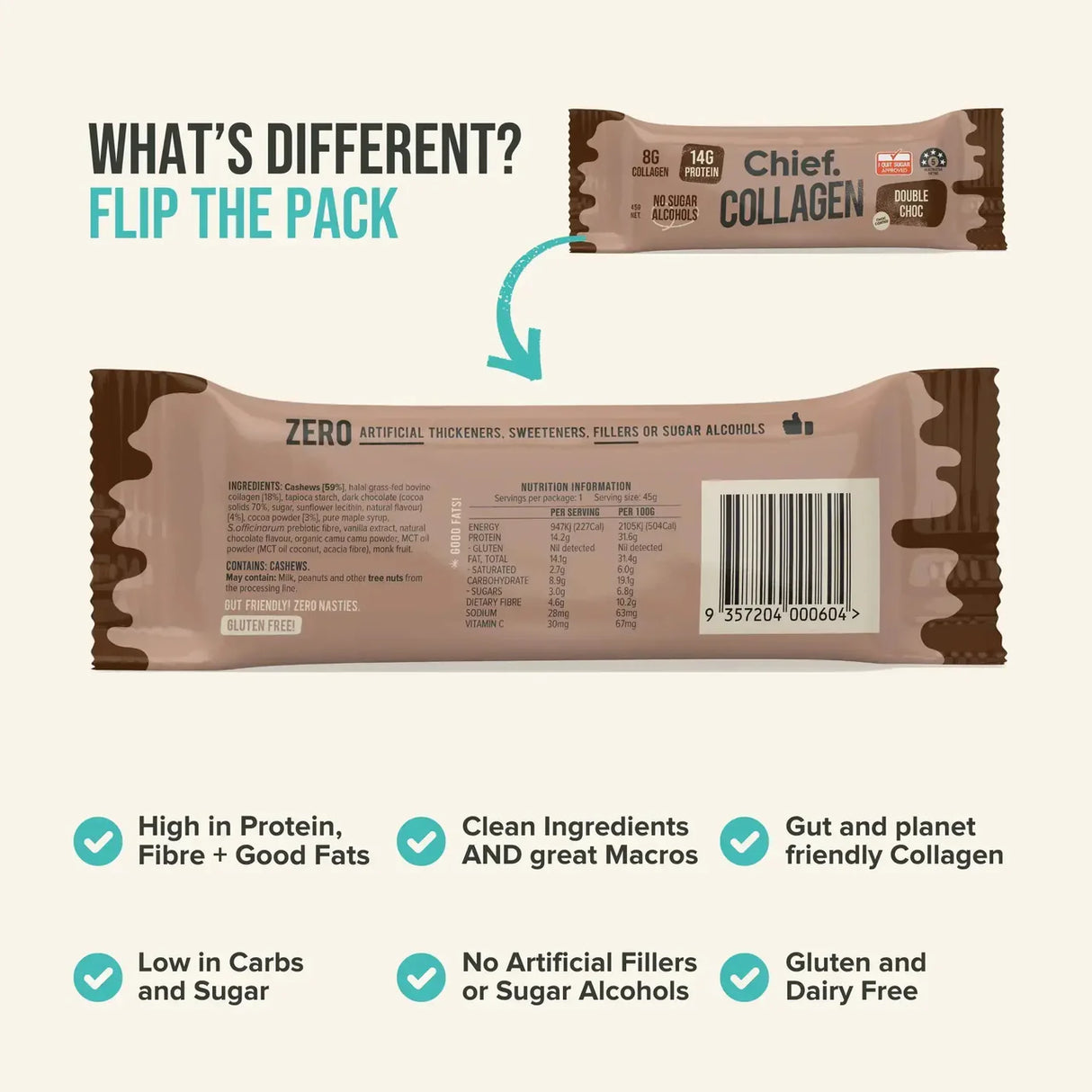 Chief Collagen Protein Double Choc Bar 45g