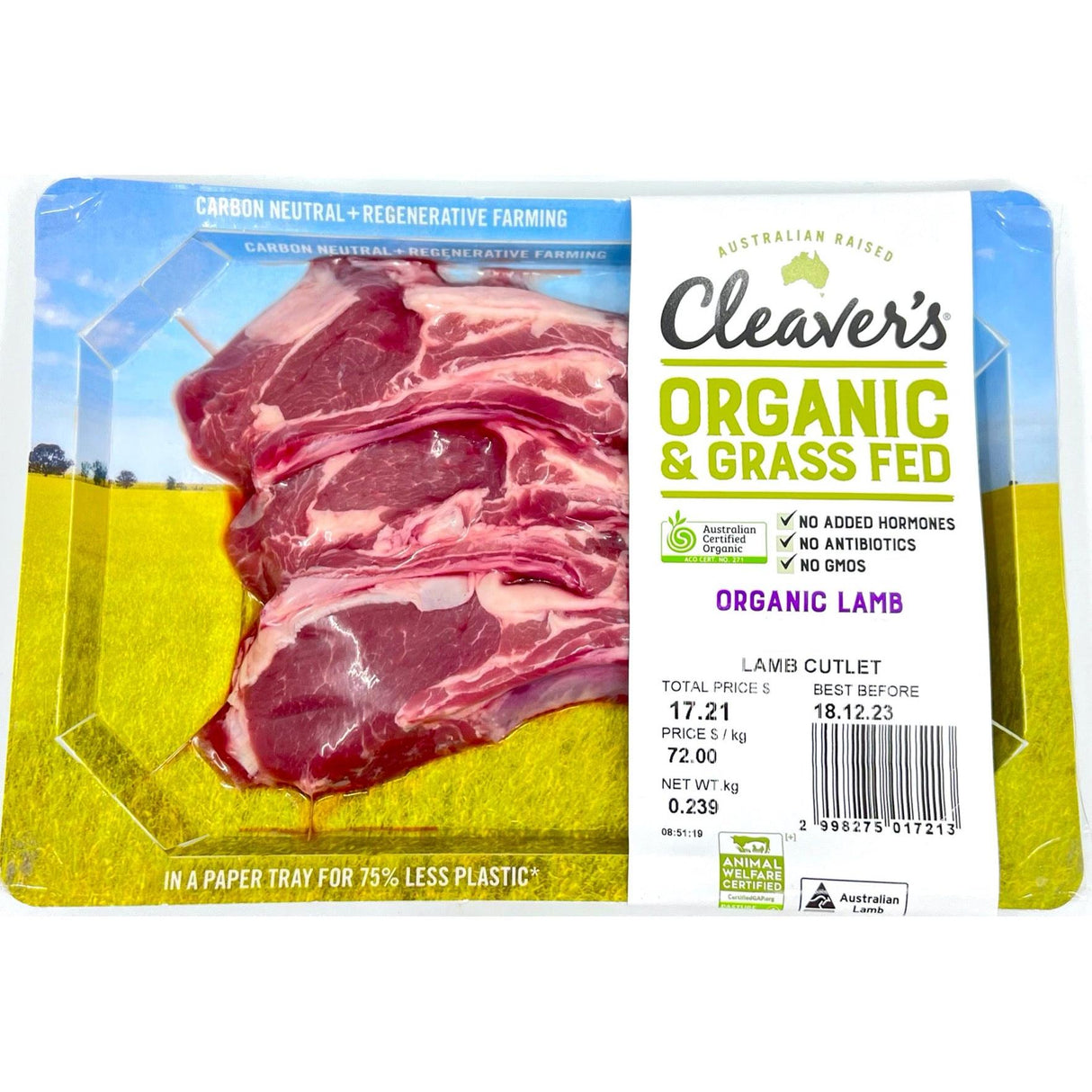 Cleavers Organic Lamb Cutlets Per Kg