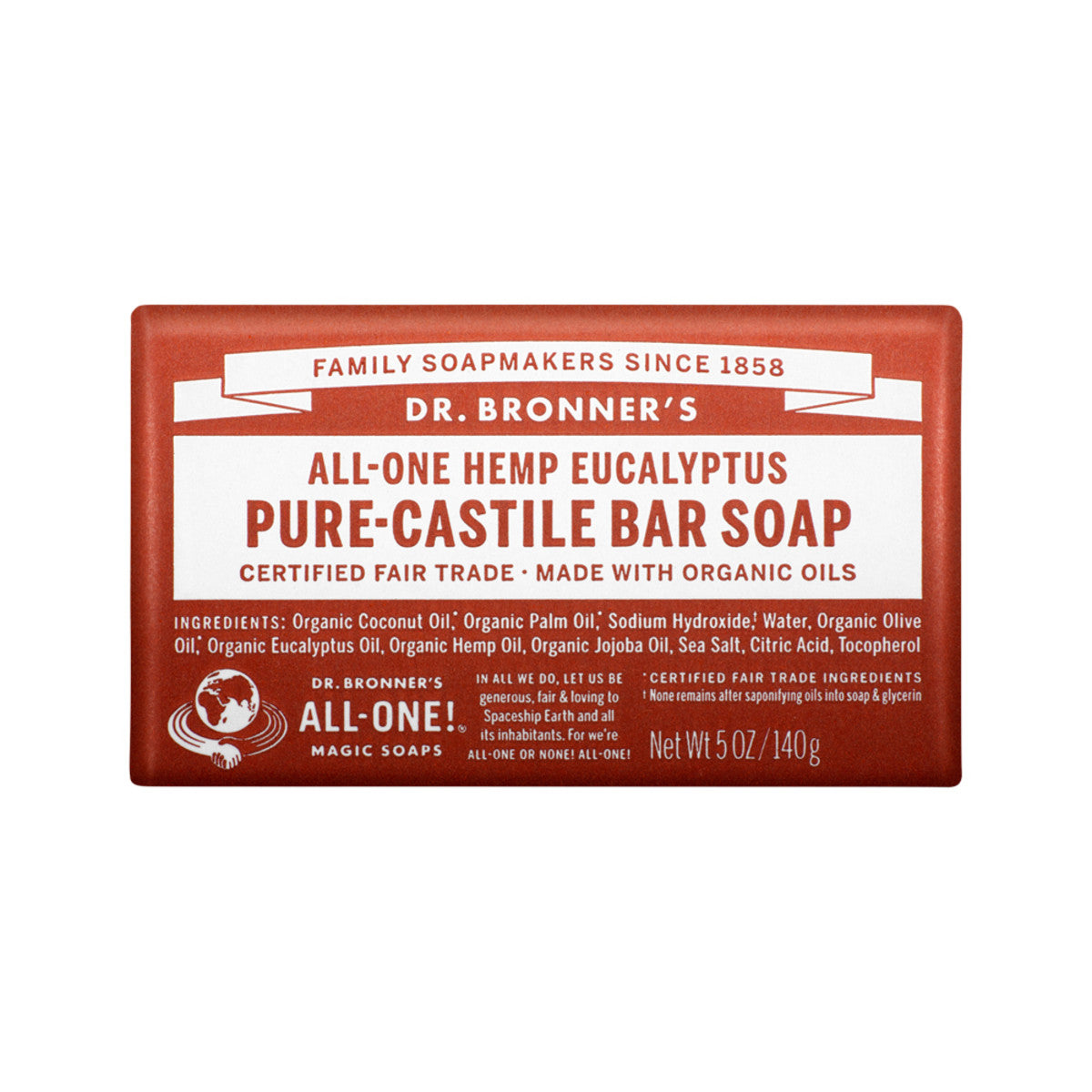 Dr Bronners Organic Bar Soap (Hemp AllOne) Eucalyptus 140g