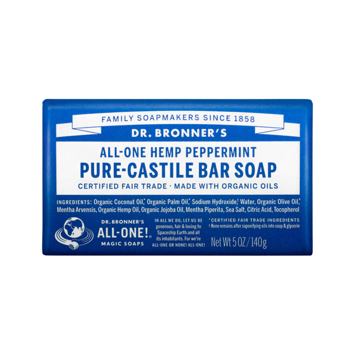 Dr Bronners Organic Bar Soap (Hemp AllOne) Peppermint 140g