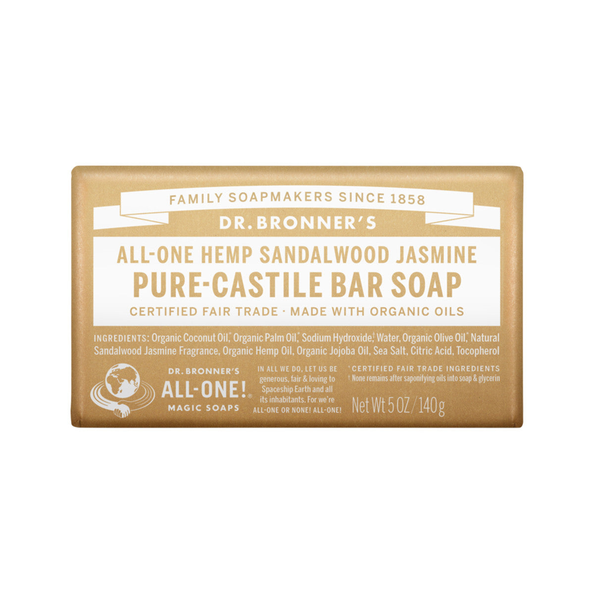Dr Bronners Organic Bar Soap (Hemp AllOne) Sandalwood Jasmine 140g
