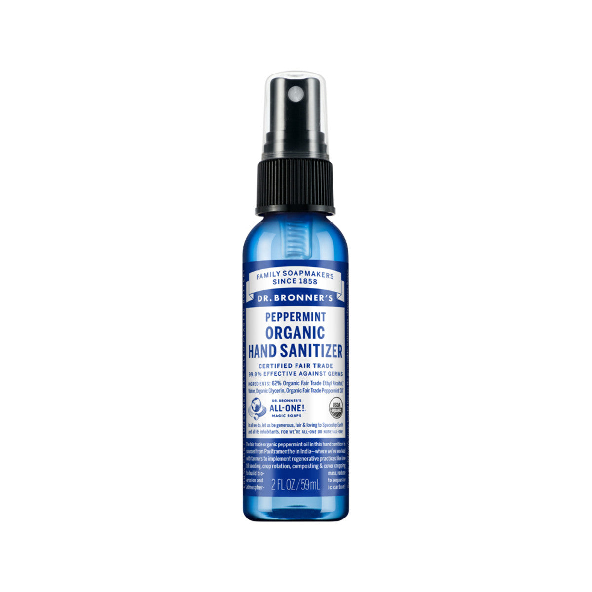 Dr Bronners Organic Hand Sanitizer Peppermint 59ml