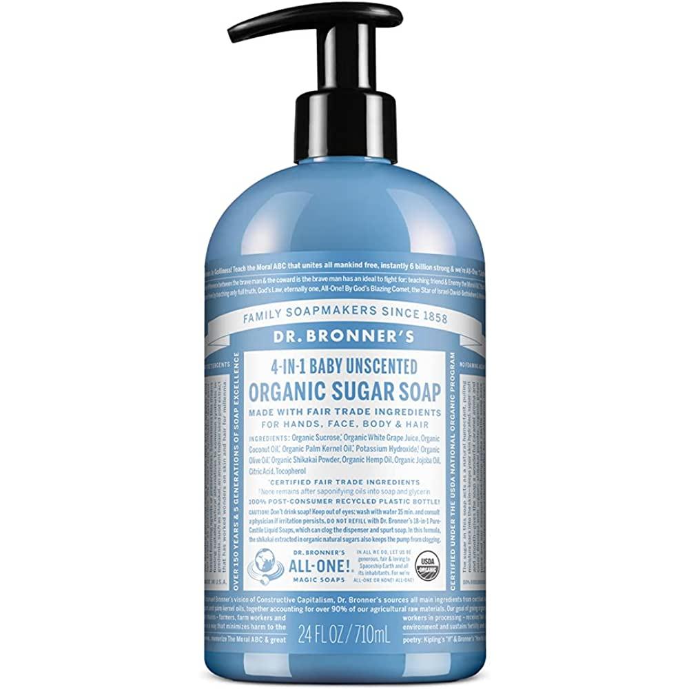 Dr Bronners Organic Pump Soap (Sugar 4in1) Baby Unscented 710ml