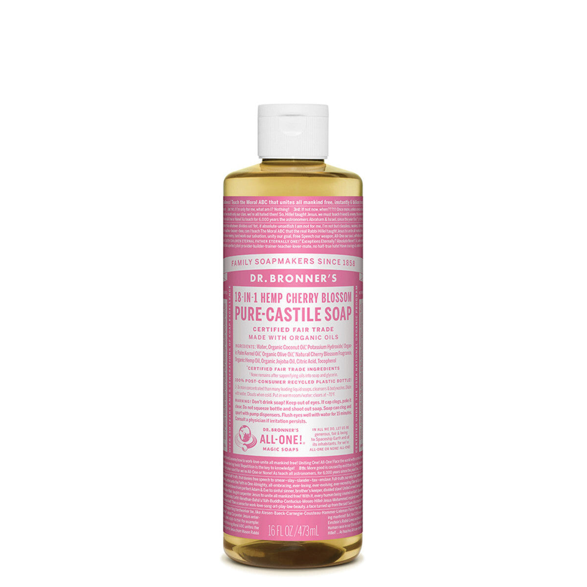 Dr Bronners Organic Soap Liquid (Hemp 18in1) Cherry Blossom 473ml