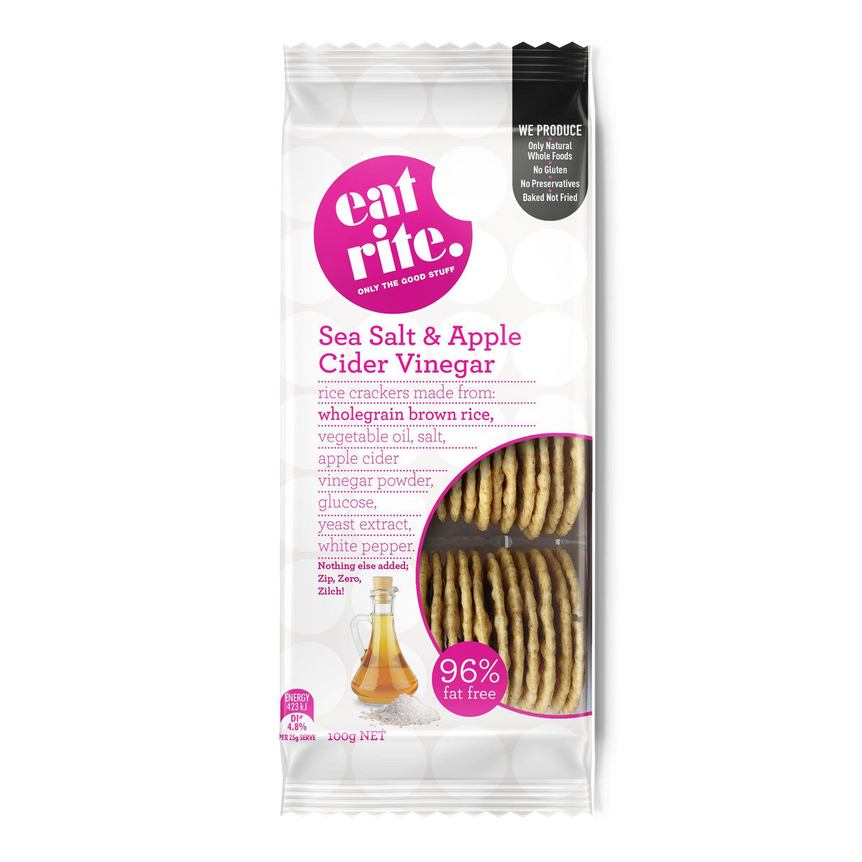 Eatrite Brown Rice Crackers Salt & 100g