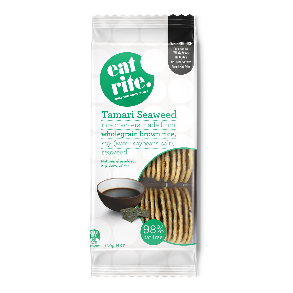 Eatrite Brown Rice Crackers Tamari Sea 100g