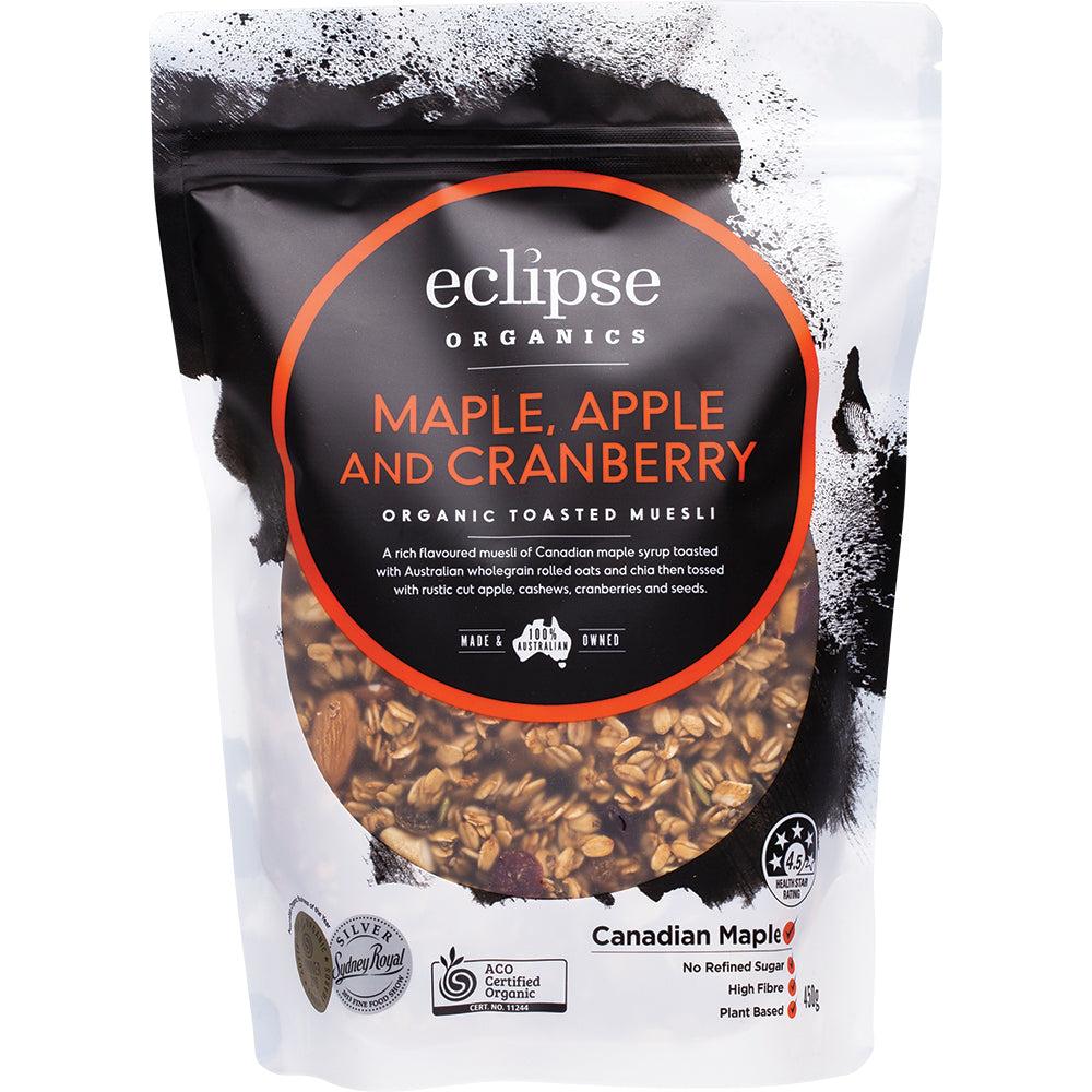 Eclipse Organics Toasted Muesli – Maple Apple and Cranberry 450g