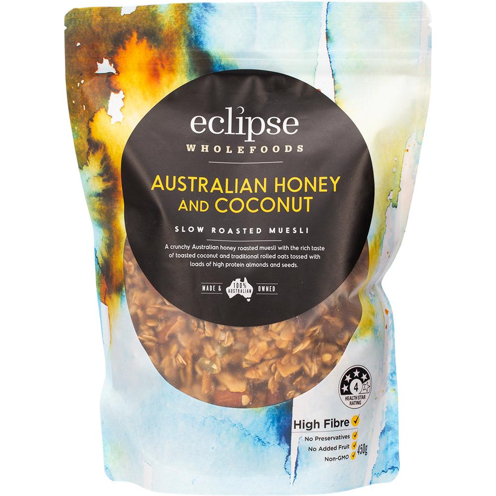 Eclipse Wholefoods Toasted Muesli – Australian Honey and Coconut 450g